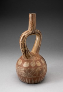 Stirrup Spout Vessel with Geometric Motifs, 100 B.C./A.D. 500. Creator: Unknown.