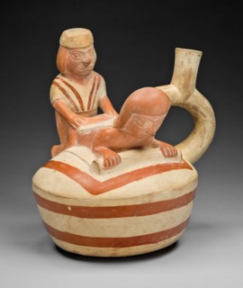 Handle Spout Vessel Depicting an Erotic Scene, 100 B.C./A.D. 500. Creator: Unknown.