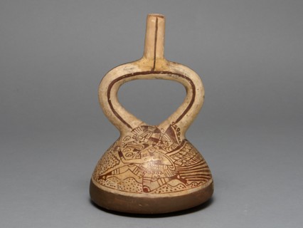 Flat-Bottomed Stirrup Spout Vessel Depicting Costumed Runners, 100 B.C./A.D. 500. Creator: Unknown.