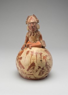 Vessel Representing a Seated Figure with a Warfare Scene, 100 B.C./A.D. 500. Creator: Unknown.
