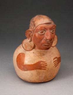 Handle Spout Vessel in the Form of a Figure with Modeled Head, Spout Missing, 100 B.C./A.D. 500. Creator: Unknown.