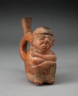 Miniature Handle Spout Vessel in Form of a Seated Man, 100 B.C./A.D. 500. Creator: Unknown.