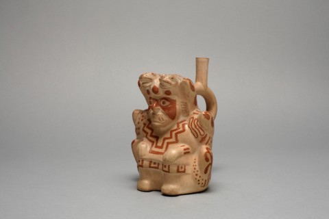 Handle Spout Vessel in the Form of Stitting Figure, Possibly Ai-Apec, 100 B.C./A.D. 500. Creator: Unknown.