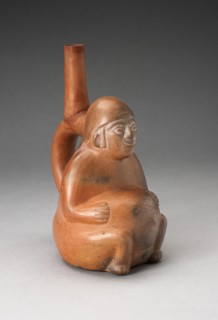 Handle Spout Vessel in the Form of a Seated Pregnant Woman, 100 B.C./A.D. 500. Creator: Unknown.