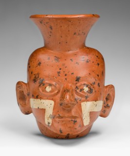 Miniature Vessel in the Form of a Portrait Head with Painted Cheeks, 100 B.C./A.D. 500. Creator: Unknown.