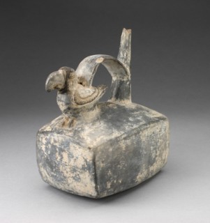 Square Spouted Vessel with Parrot Molded on Handle, A.D. 250/550. Creator: Unknown.