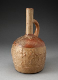 Handle Spout Jug with Relief Depicting Skeletal Musicians Dancing, 100 B.C./A.D. 500. Creator: Unknown.