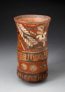 Beaker Depicting Rows of Figures with Weapons and Band of Human Faces, 180 B.C./A.D. 500. Creator: Unknown.