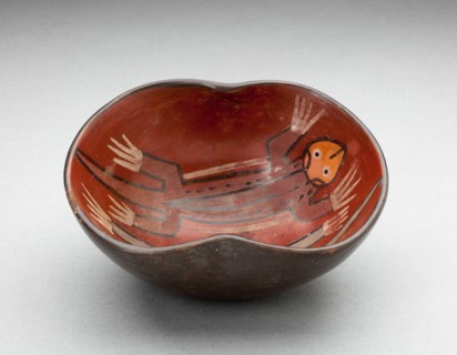 Small Inset Side Bowl Depicting a Pair of Lizards in the Interior, 180 B.C./A.D. 500. Creator: Unknown.