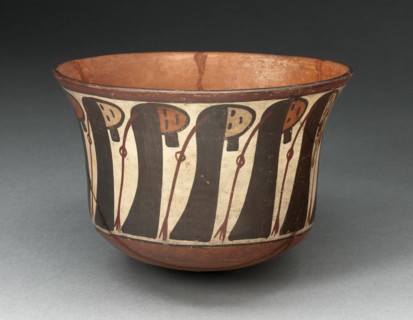Small Bowl Depicting a Row of Abstract Trophy Heads, 180 B.C./A.D. 500. Creator: Unknown.