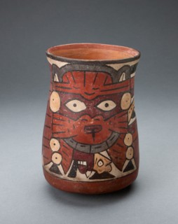 Beaker Depicting a Costumed Performer Holding Decapitated Head, 180 B.C./A.D. 500. Creator: Unknown.