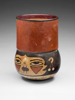 Beaker in the Form of a Trophy Head with Bound Lips, 180 B.C./A.D. 500. Creator: Unknown.
