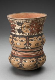 Curving Beaker with Rows of Abstract Human Faces, 180 B.C./A.D. 500. Creator: Unknown.