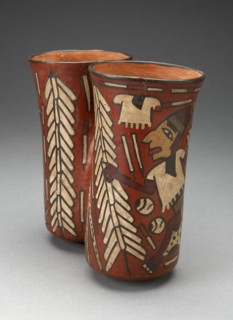 Double Beaker Depicting Warriors and Sacrificial Objects, 180 B.C./A.D. 500. Creator: Unknown.