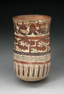 Beaker Depicting Rows of Abstract Patterns and Costumed Performers, 180 B.C./A.D. 500. Creator: Unknown.