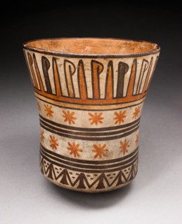 Beaker with Horizontal Bands of Geometric Motifs, 180 B.C./A.D. 500. Creator: Unknown.