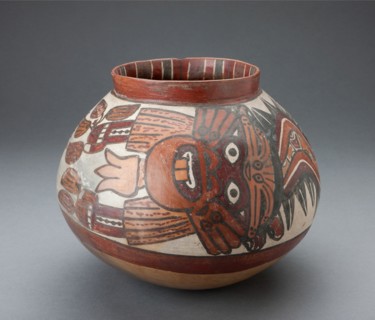 Jar Depicting a Costumed Ritual Performer Holding Plants, 180 B.C./A.D. 500. Creator: Unknown.