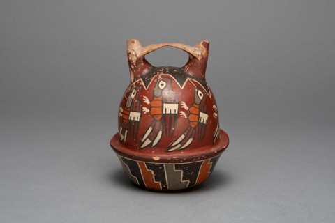 Bridge Vessel Depicting Birds, Possibly Hummingbirds, 180 B.C./A.D. 500. Creator: Unknown.