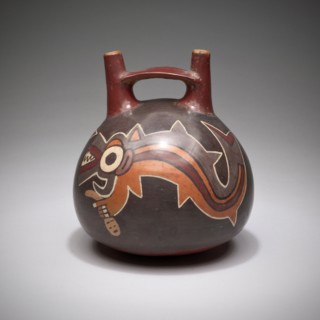 Vessel Depicting an Anthropomorphic Shark Holding a Trophy Head, 180 B.C./A.D. 500. Creator: Unknown.