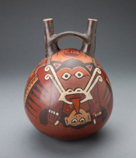 Vessel Depicting a Winged Figure Holding a Decapitated Head, 180 B.C./A.D. 500. Creator: Unknown.