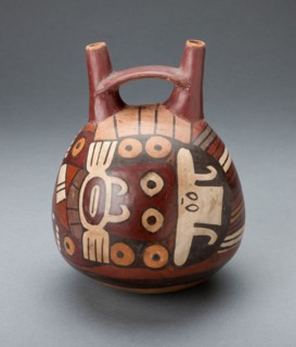Vessel Depicting a Costumed Ritual Performer Wearing a Feline Mask, 180 B.C./A.D. 500. Creator: Unknown.