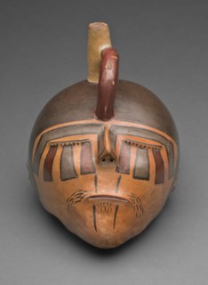 Bottle in the Form of a Severed Trophy Head, 180 B.C./A.D. 500. Creator: Unknown.