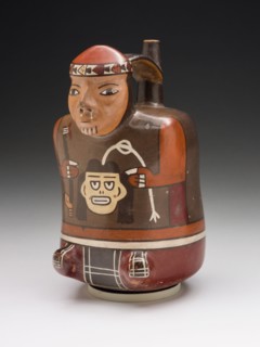 Vessel in the Form of a Warrior Holding a Trophy Head and Dart Throwers, 180 B.C./A.D. 500. Creator: Unknown.