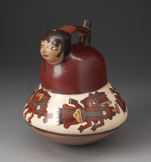 Single Spout Vessel in the Form of a Female with Abstract Insects in Lower Row, 180 B.C./A.D. 500. Creator: Unknown.