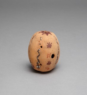 Oval Flute Painted with Serpent and Abstract Star Motifs, 180 B.C./A.D. 500. Creator: Unknown.