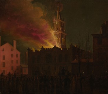 Conflagration of the Masonic Hall, Chestnut Street, Philadelphia, Pennsylvania, 1819. Creators: Samuel Jones, John Lewis Krimmel.