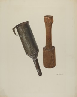 Sausage Stuffer and Funnel, 1940. Creator: Albert Rudin.