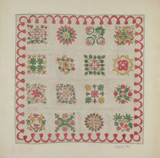 Applique Quilt, c. 1937. Creator: Suzanne Roy.