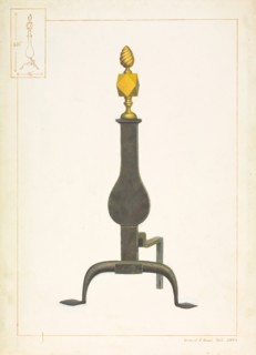 Cast Iron and Brass Andiron, c. 1938. Creator: Vincent P. Rosel.