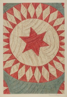 Star & Ring Quilt, c. 1938. Creator: Manuel G. Runyan.