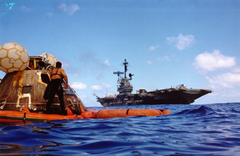 Apollo 17 recovery operations, Pacific Ocean, December 19, 1972.  Creator: NASA.