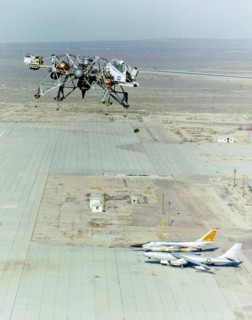Lunar Landing Research Vehicle in flight, Edwards Air Force Base, USA, 1965.  Creator: NASA.