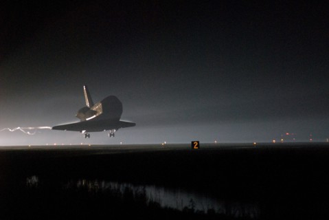 Endeavour touchdown - STS-123, Kennedy Space Center, USA, March 26, 2008..  Creator: NASA.