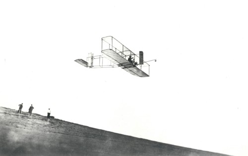 Orville Wright tests his glider at Kitty Hawk, North Carolina, USA, 1911. Creator: NASA.
