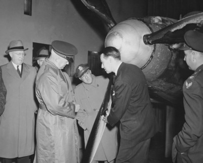 General Hap Arnold visits AERL, Cleveland, Ohio, November 9, 1944. V Creator: NASA.