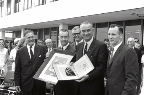 President Johnson Congratulates Astronauts, 1965. Creator: NASA.