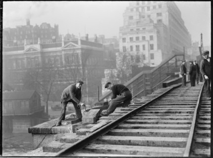 Demolition of Waterloo Bridge, City of Westminster, Greater London Authority, 1936. Creator: Charles William  Prickett.