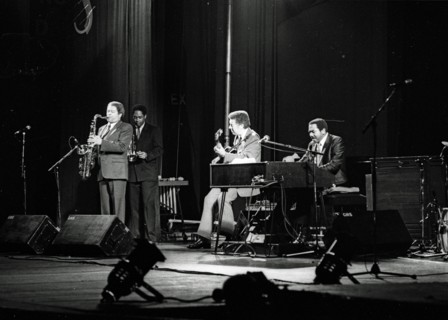 Kenny Burrell, Jon Faddis, Frank Foster, Jimmy Smith, Philip Morris Jazz Festival, London, Nov 1985. Creator: Brian O'Connor.