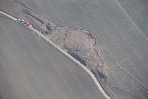 Archaeological excavation of an Iron Age/Roman ditched enclosure, North Yorkshire,  2015. Creator: Historic England.
