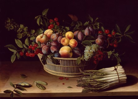 Still Life with a Basket of Fruit and a Bunch of Asparagus, 1630. Creator: Louise Moillon.