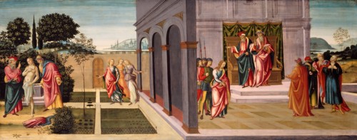 Susanna and the Elders in the Garden, and the Trial of Susanna before the Elders, c. 1500. Creator: Master of Apollo and Daphne.