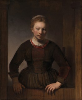 Young Woman at an Open Half-Door, 1645. Creators: Rembrandt Harmensz van Rijn, Workshop of Rembrandt.