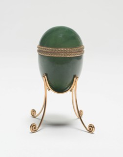 Miniature Box with Lid in the form of an Egg and Stand, Saint Petersburg, c. 1900. Creator: Fabergé Workshop.