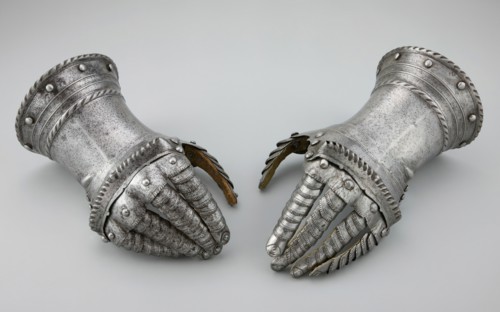 Pair of Fingered Gauntlets, Flanders, c. 1520. Creator: Unknown.