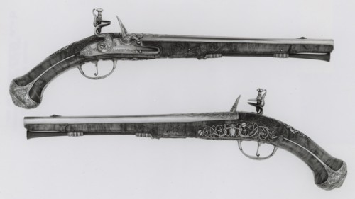 Pair of Flintlock Holster Pistols, Utrecht, c. 1670. Creator: Gerrit Lasonder.