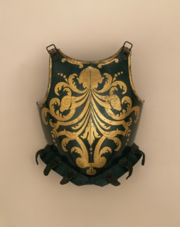 Cuirass and Pauldrons for a Papal Swiss Guard, Brescia, 1590; decoration 1623/44. Creator: Unknown.